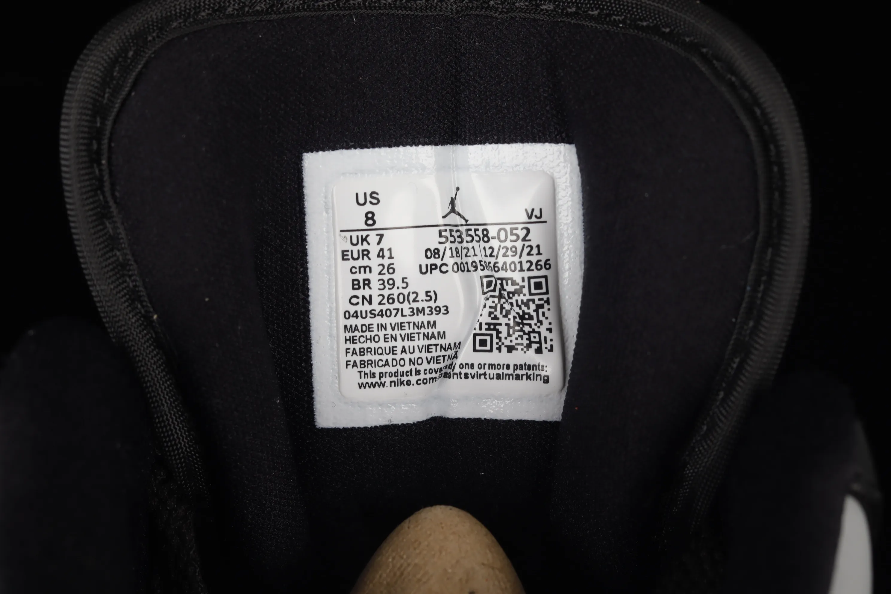 All categories Air Jordan Jordan series basketball shoes Air Jordan 1 Low G version pure original Air Jordan Low "Shadow Toe" AJ1 Joe 1 new black and gray low-top cultural sneakers 553558-052